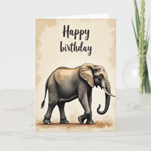 Carte d'anniversaire à éléphant à défenses