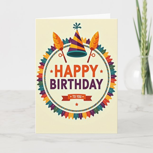 Carte d'anniversaire à emblème vibrant (Devant)