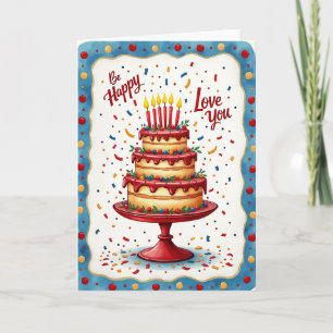 Carte d'anniversaire à étages dorés