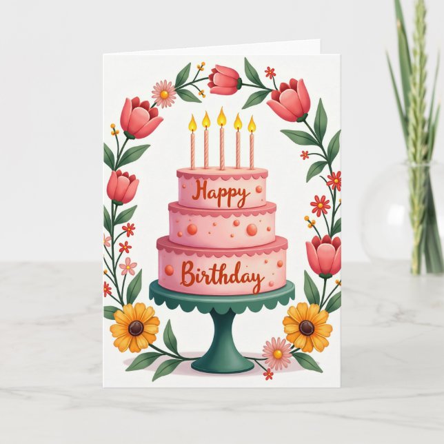 Carte d'anniversaire à étages sucrée (Devant)