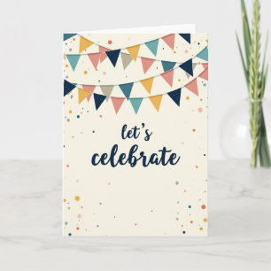 Carte d'anniversaire à fanions crémeuse