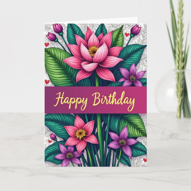 Carte d'anniversaire à feuille verte (Devant)