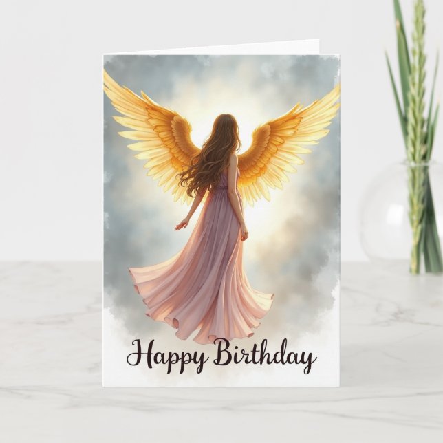 Carte d'anniversaire à figure ailée (Devant)