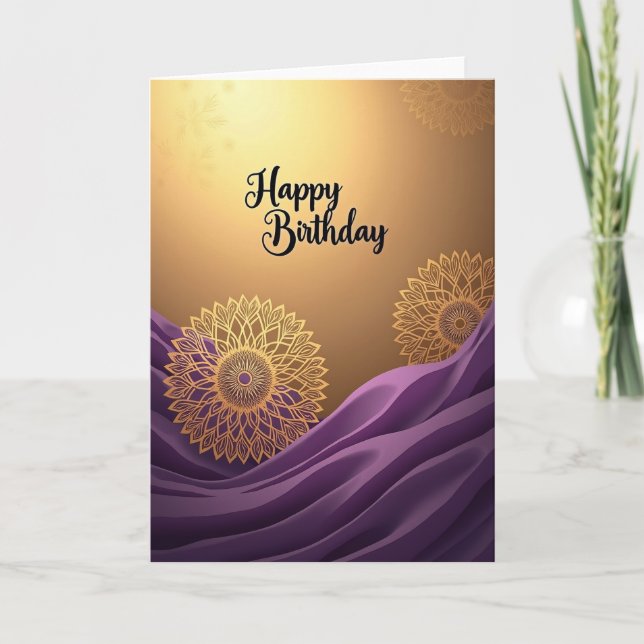 Carte d'anniversaire à filigrane doré (Devant)