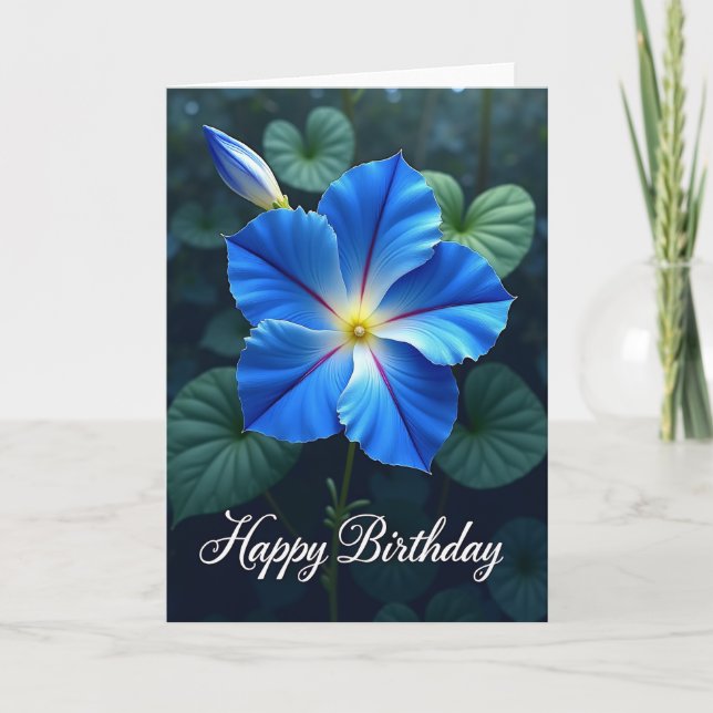 Carte d'anniversaire à fleur bleue vive (Devant)