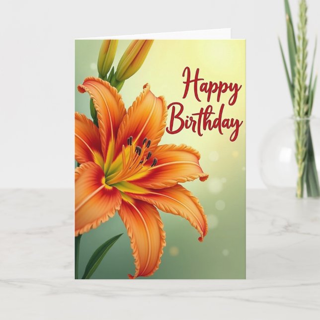 Carte d'anniversaire à fleur froissée (Devant)