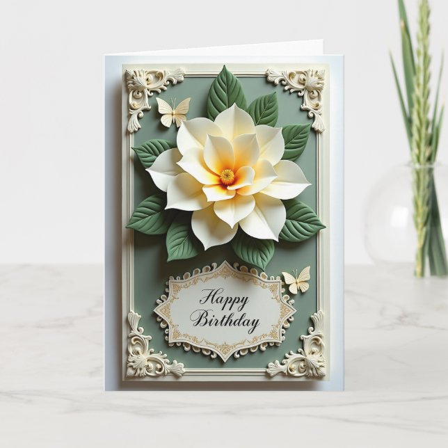 Carte d'anniversaire à fleur sculptée (Devant)