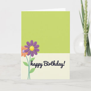 Carte d'anniversaire à fleurs bicolores