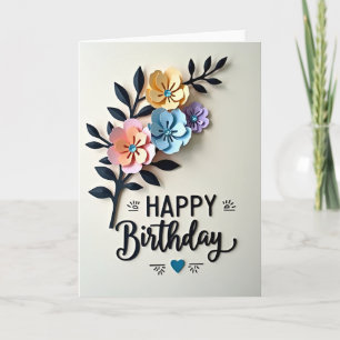 Carte d'anniversaire à fleurs en couches