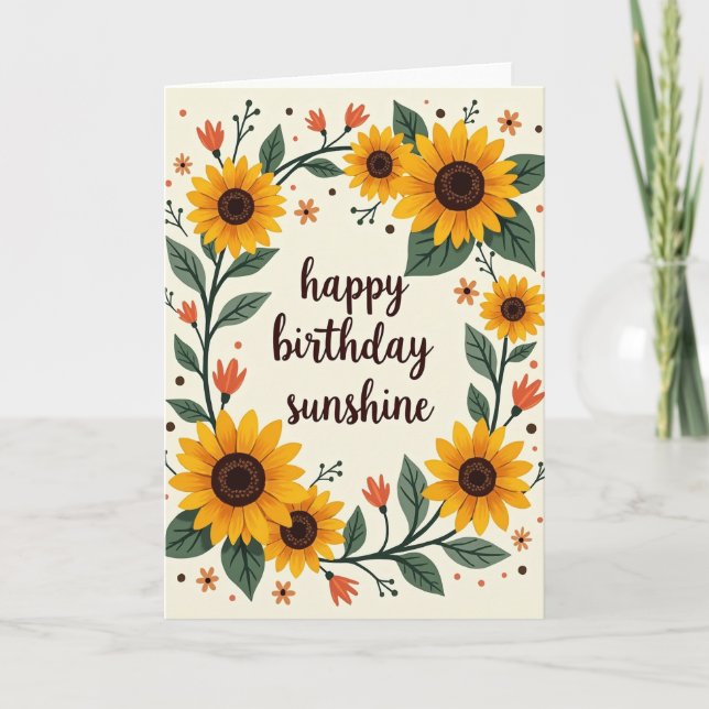 Carte d'anniversaire à fleurs en couronne (Devant)