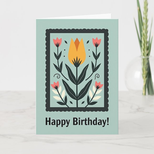 Carte d'anniversaire à fleurs en dentelle (Devant)