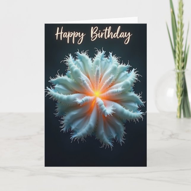 Carte d'anniversaire à fleurs luminescentes (Devant)