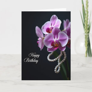Carte d'anniversaire à fleurs nacrées