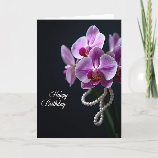 Carte d'anniversaire à fleurs nacrées (Devant)