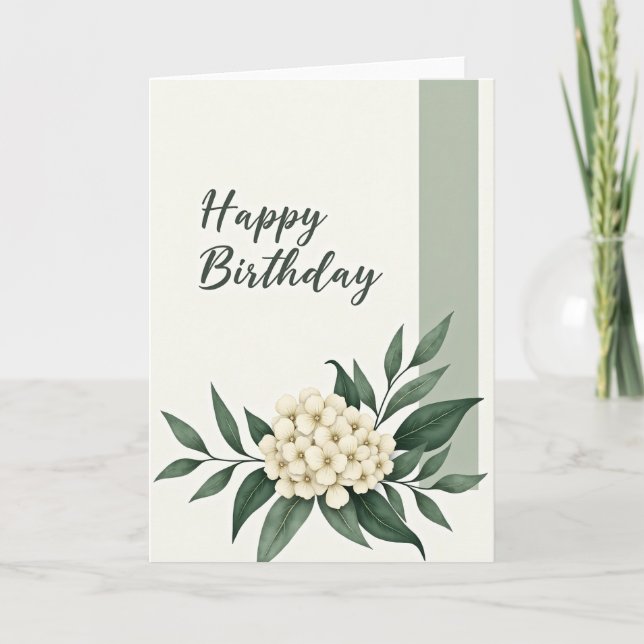 Carte d'anniversaire à fleurs scriptées (Devant)