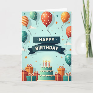 Carte d'anniversaire à gâteau rayé
