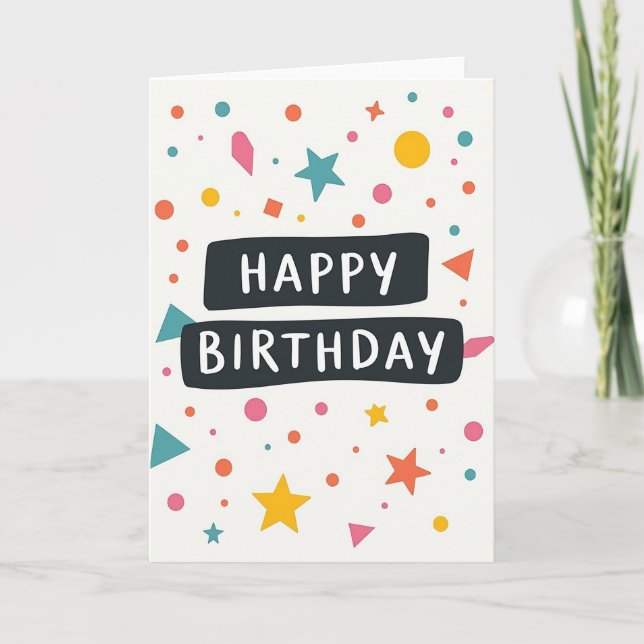 Carte d'anniversaire à géométrie vibrante (Devant)