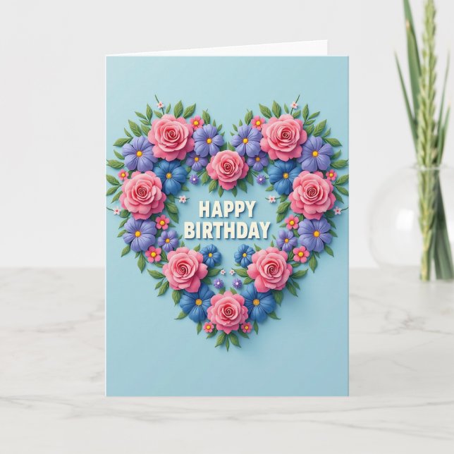 Carte d'anniversaire à guirlande botanique (Devant)