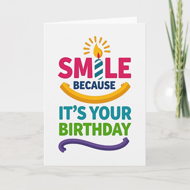 Carte d'anniversaire à la bougie souriante (Devant)