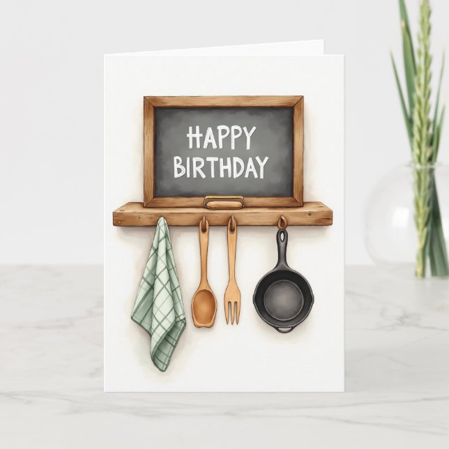 Carte d'anniversaire à la craie rustique (Devant)