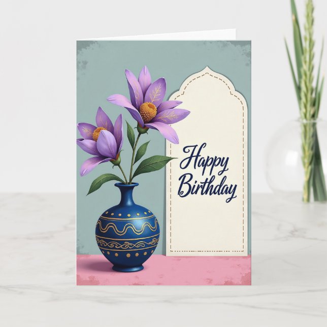 Carte d'anniversaire à la feuille d'or (Devant)