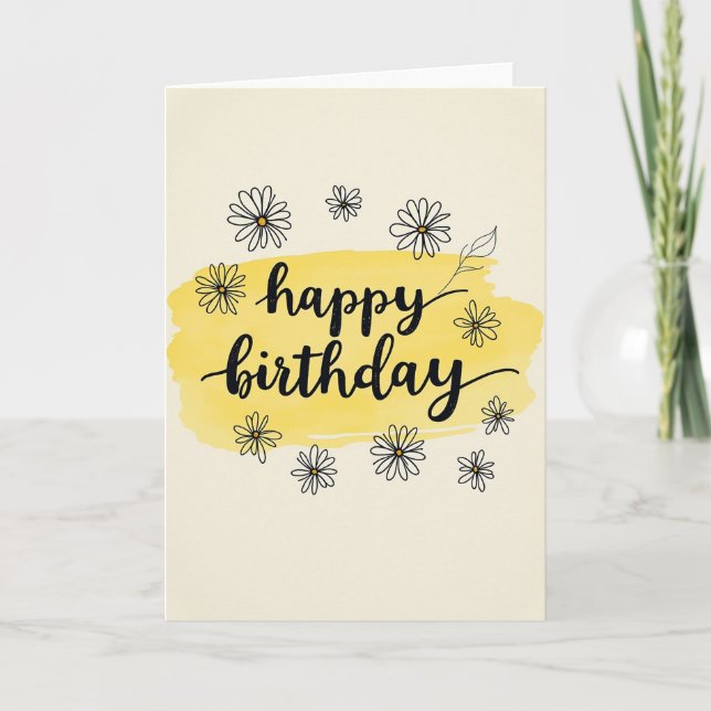 Carte d'anniversaire à la fleur de marguerite aqua (Devant)