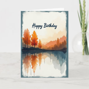 Carte d'anniversaire à l'aquarelle automnale