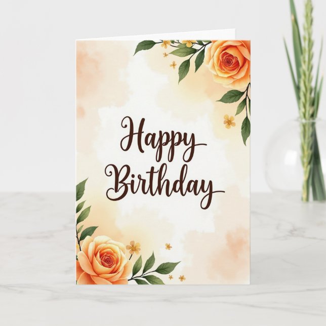 Carte d'anniversaire à l'aquarelle chaude (Devant)