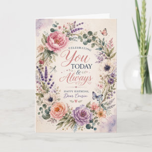 Carte d'anniversaire à l'aquarelle florale pour co