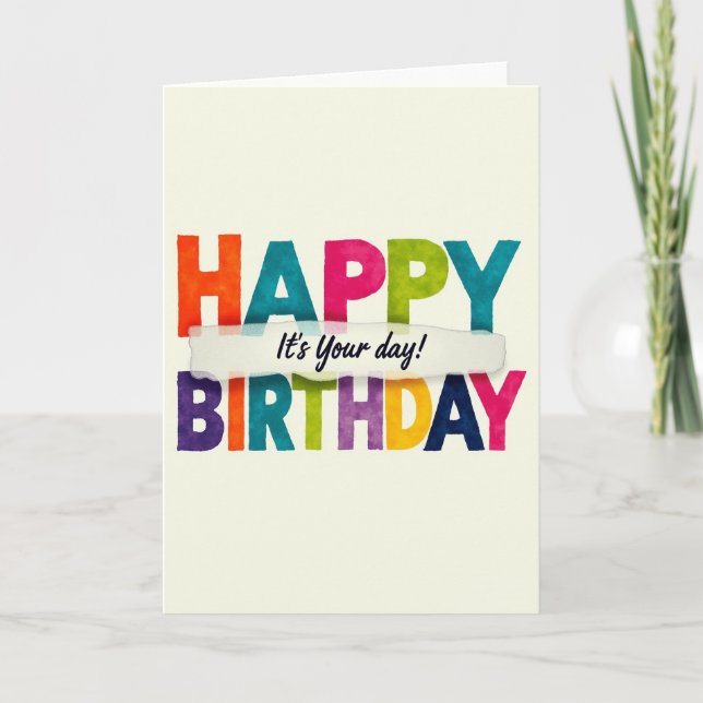 Carte d'anniversaire à l'aquarelle joyeuse (Devant)