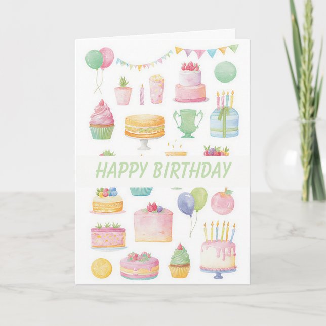 Carte d'anniversaire à l'aquarelle personnalisée (Devant)