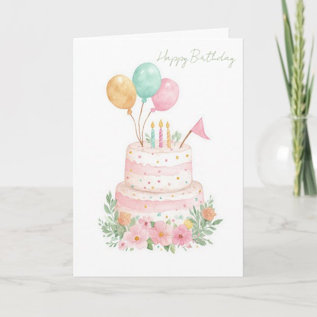 Carte d'anniversaire à l'aquarelle personnalisée (Devant)