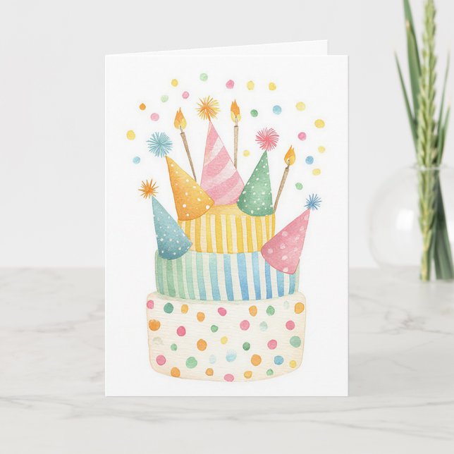 Carte d'anniversaire à l'aquarelle personnalisée (Devant)