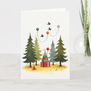 Carte d'anniversaire à l'arbre à feuilles persista