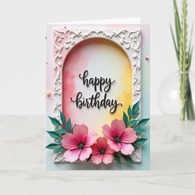 Carte d'anniversaire à l'arche en relief (Devant)