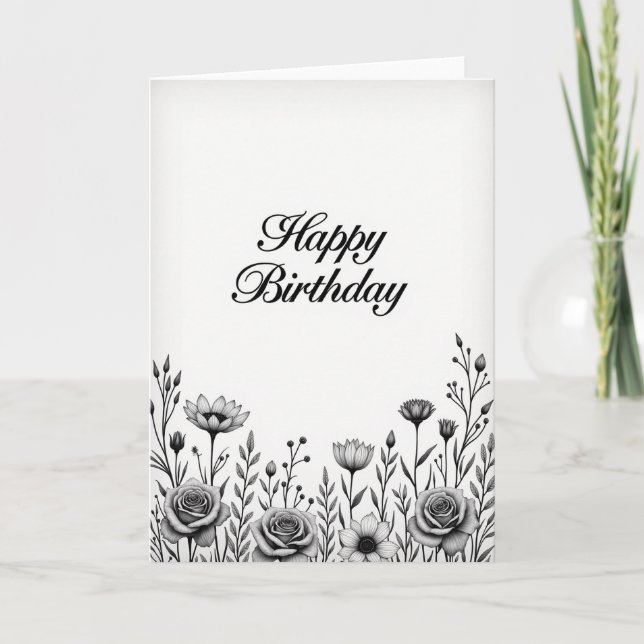 Carte d'anniversaire à l'eau-forte classique (Devant)