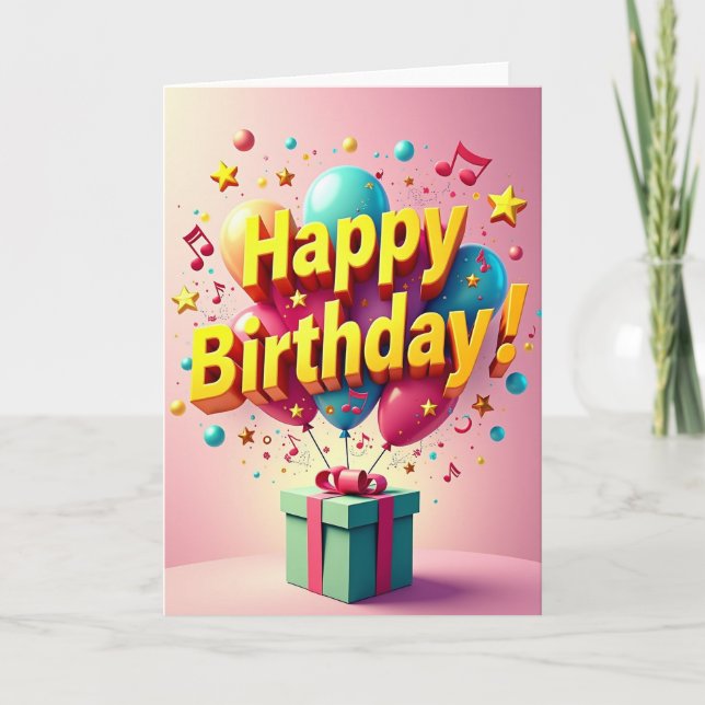 Carte d'anniversaire à l'éclat fantaisiste (Devant)
