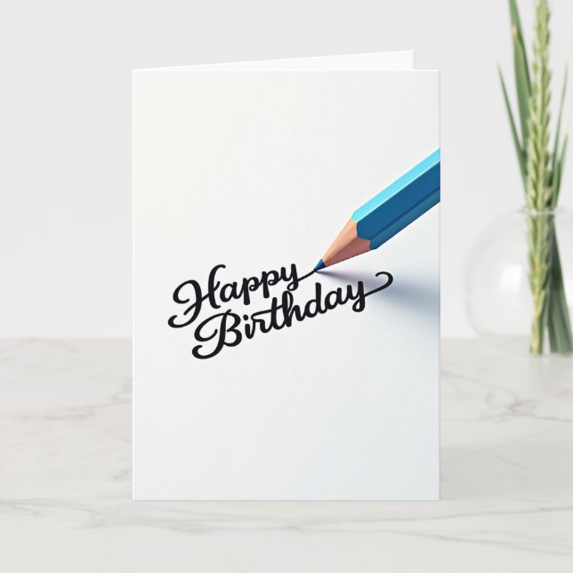 Carte d'anniversaire à l'écriture bleue Joyeux (Devant)