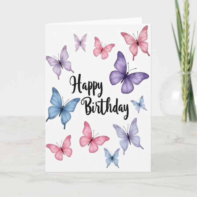 Carte d'anniversaire à l'écriture délicate (Devant)