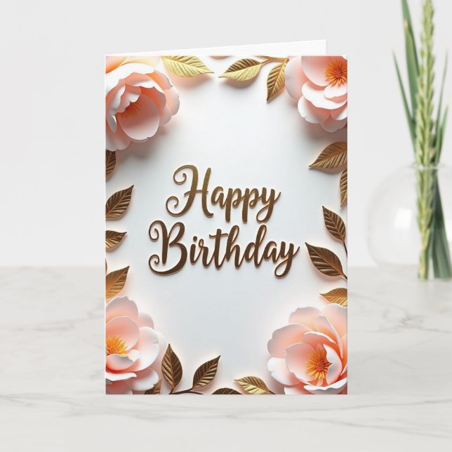 Carte d'anniversaire à l'écriture dorée (Devant)