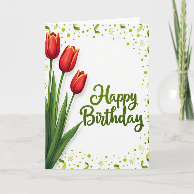 Carte d'anniversaire à l'écriture émeraude (Devant)