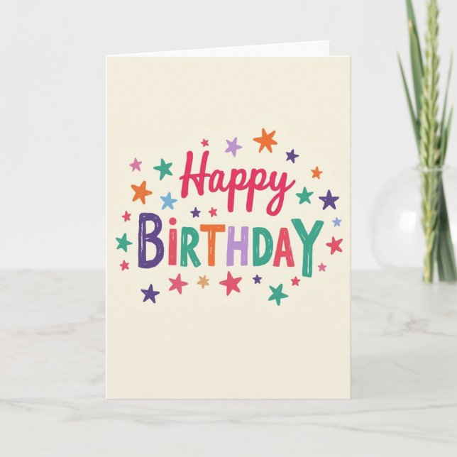 Carte d'anniversaire à l'écriture joyeuse (Devant)