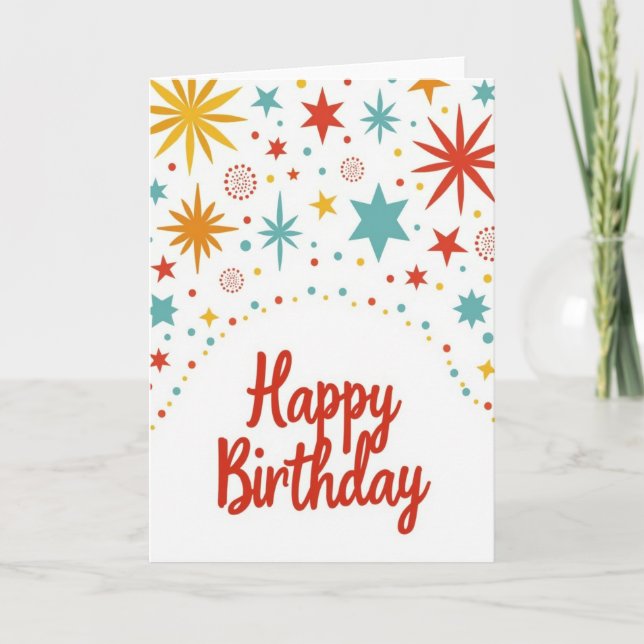 Carte d'anniversaire à l'écriture rouge festive (Devant)