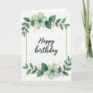 Carte d'anniversaire à l'écriture verte florale