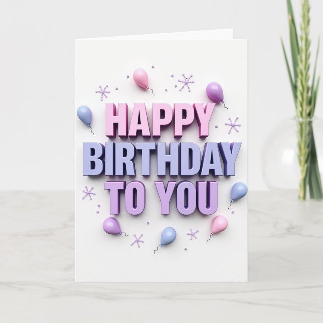 Carte d'anniversaire à lettrage doux (Devant)