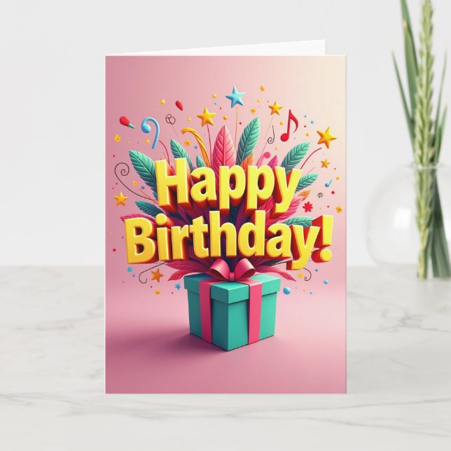 Carte d'anniversaire à lettre dorée (Devant)