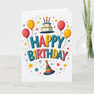 Carte d'anniversaire à lettres majuscules vibrante