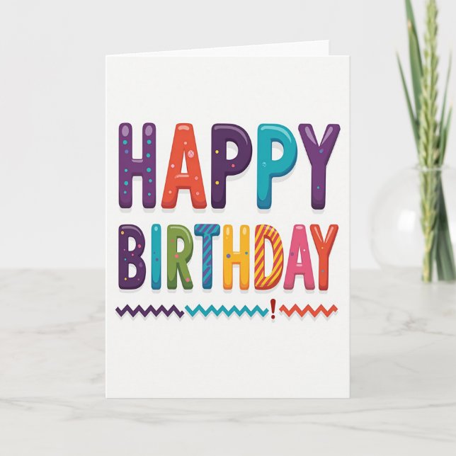 Carte d'anniversaire à lettres rayées (Devant)