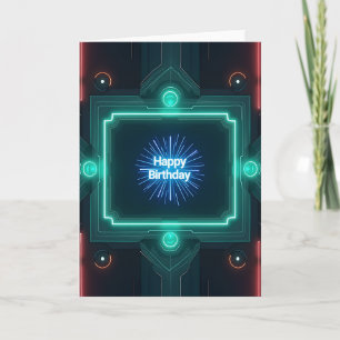 Carte d'anniversaire à lueur futuriste