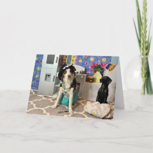 CARTE D'ANNIVERSAIRE à maman AVEC CHIEN EN VÊTEMEN